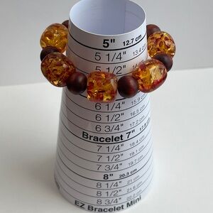 Vintage Elegant Amber and Wood Beaded Bracelet